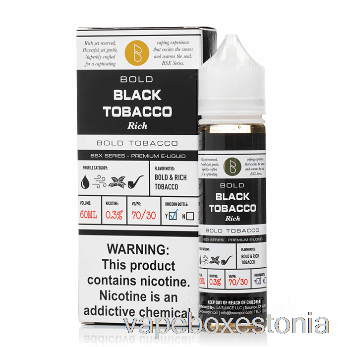 Vape Box Estonia Must Tubakas - Bsx Seeria - 60ml 6mg